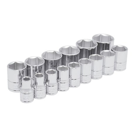 Urrea 1/2" Drive 6-Point Socket Set of 15 Pieces. 54110